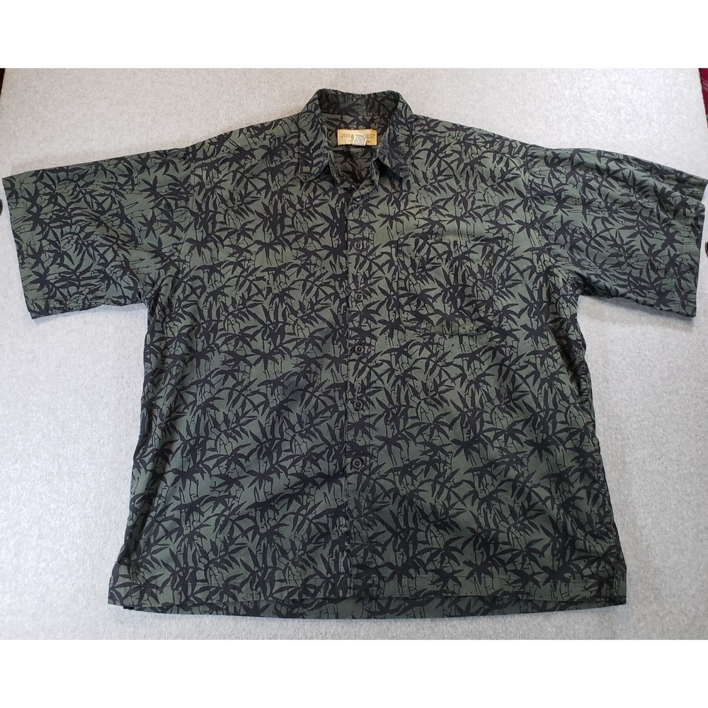 Johari West Leisure Wear Button Up Shirt Mens Green Black Size 2XL Tropical